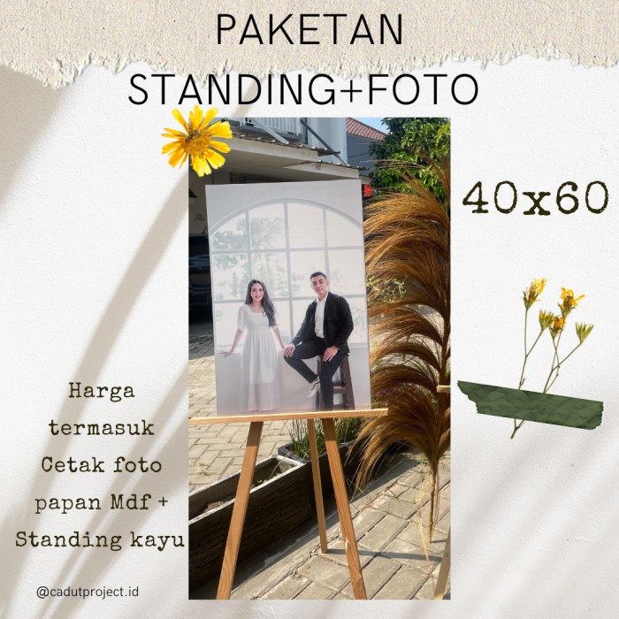 Frm Paketan 40X60 Standing Kayu+Cetak Foto Mdf