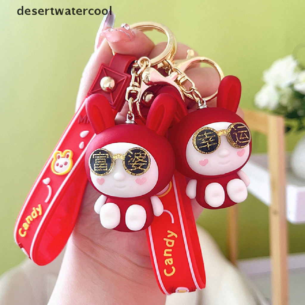 Deid Cute Bunny Keychain Kartun Hewan Kelinci Kreatif Tahun Baru Gantungan Kunci Tas Boneka Liontin Kunci Mobil Liontin Dekorasi Gantungan Kunci Hadiah Natal Martijn