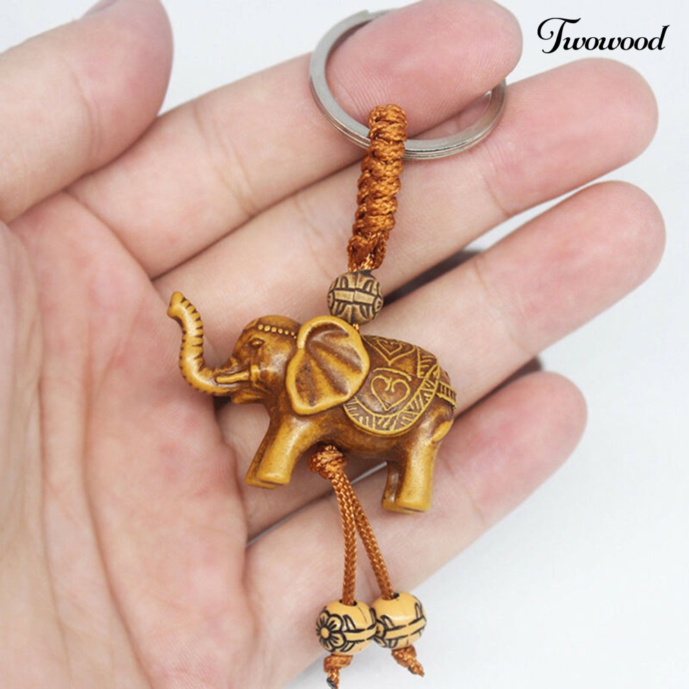 Twowood Lucky Elephant Resin Pendant Keychain Gantungan Kunci Mobil Tempat Tas Dompet Dekorasi Hadiah