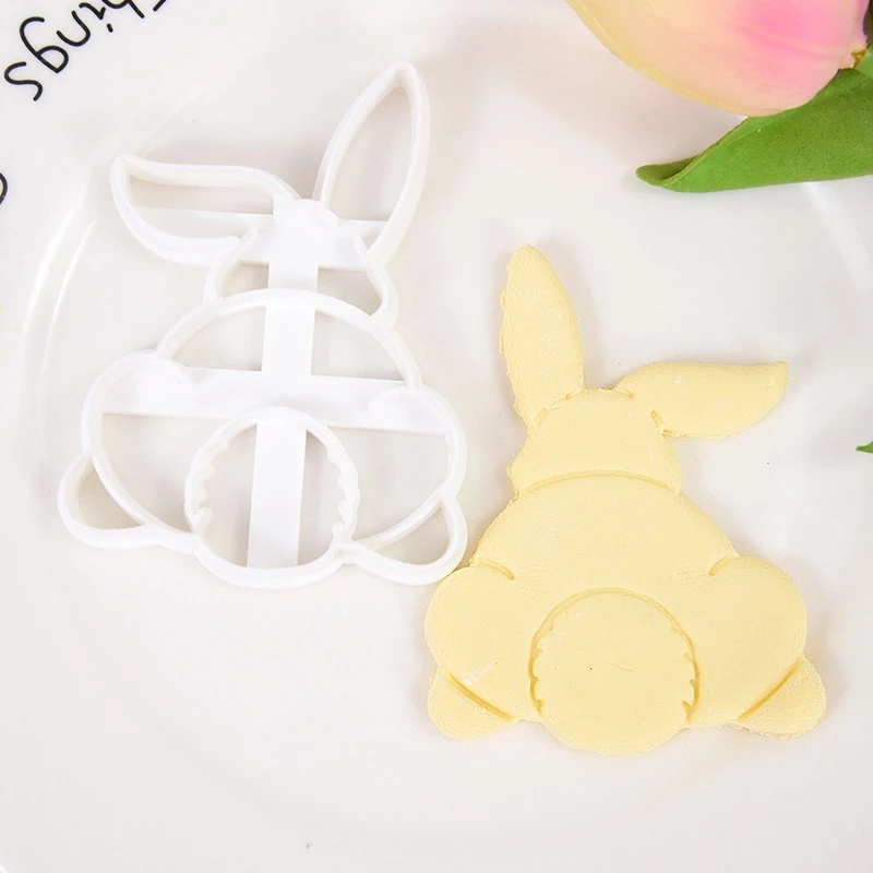 Cetakan Coklat Bentuk Kelinci Pizza Buah Pie Fudge Pemotong Jelly Mousse Kue DIY Model Easter Bunny Cookie Mold Kreatif Pesta Ulang Tahun Baking Aksesoris