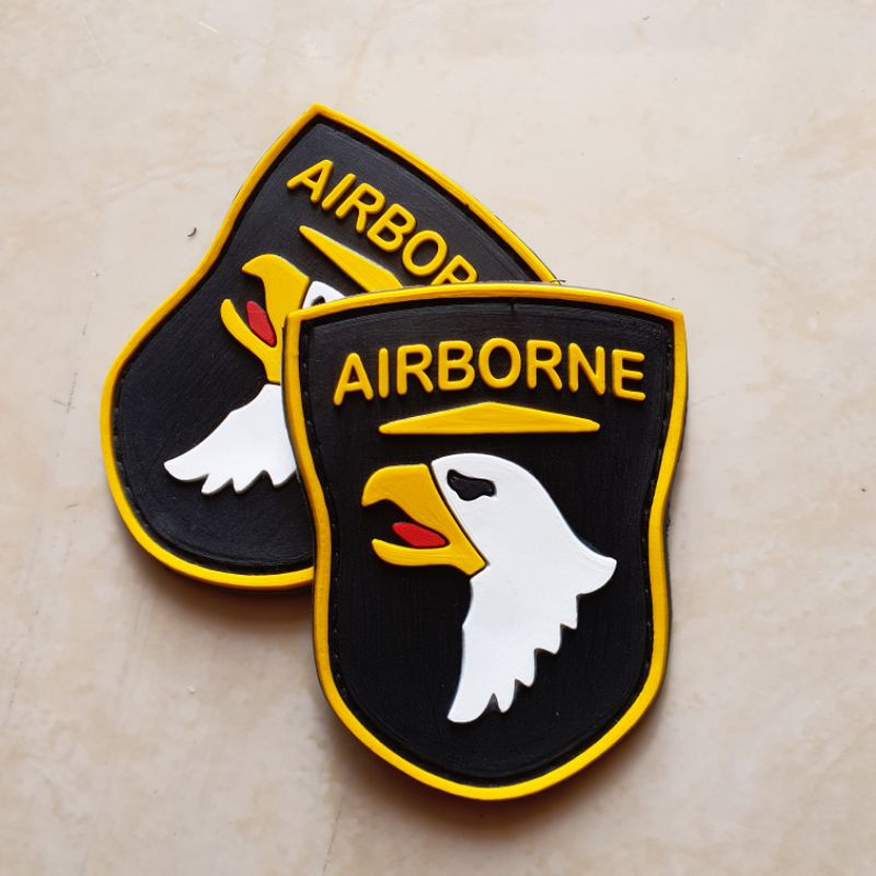 patch rubber logo airborne lis kuning - tni au - auri - tempelan emblem karet
