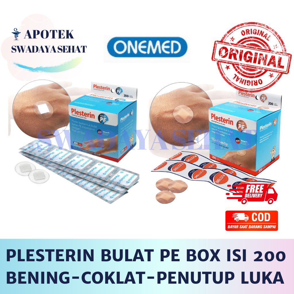 PLESTERIN BULAT PE Bening Coklat Ecer BOX Isi 200 Onemed - Plester Penutup Luka Suntik Jarum P3K Anti Air Transparan