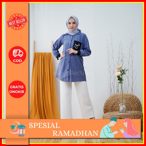 Irnanda Kirana Tunik Polos Atasan Wanita Remaja Dewasa Oversize Ukuran All Size Ld 110 Pb 96 Bahan P