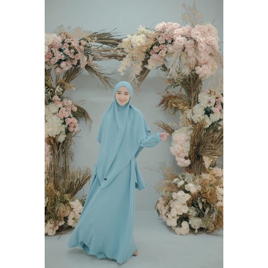 Gamis Original Kanaya Syari Set Sisesa Khimar Syar'i Eldeena Dress Gamis Set Khimar Syar'i Wanita Mu
