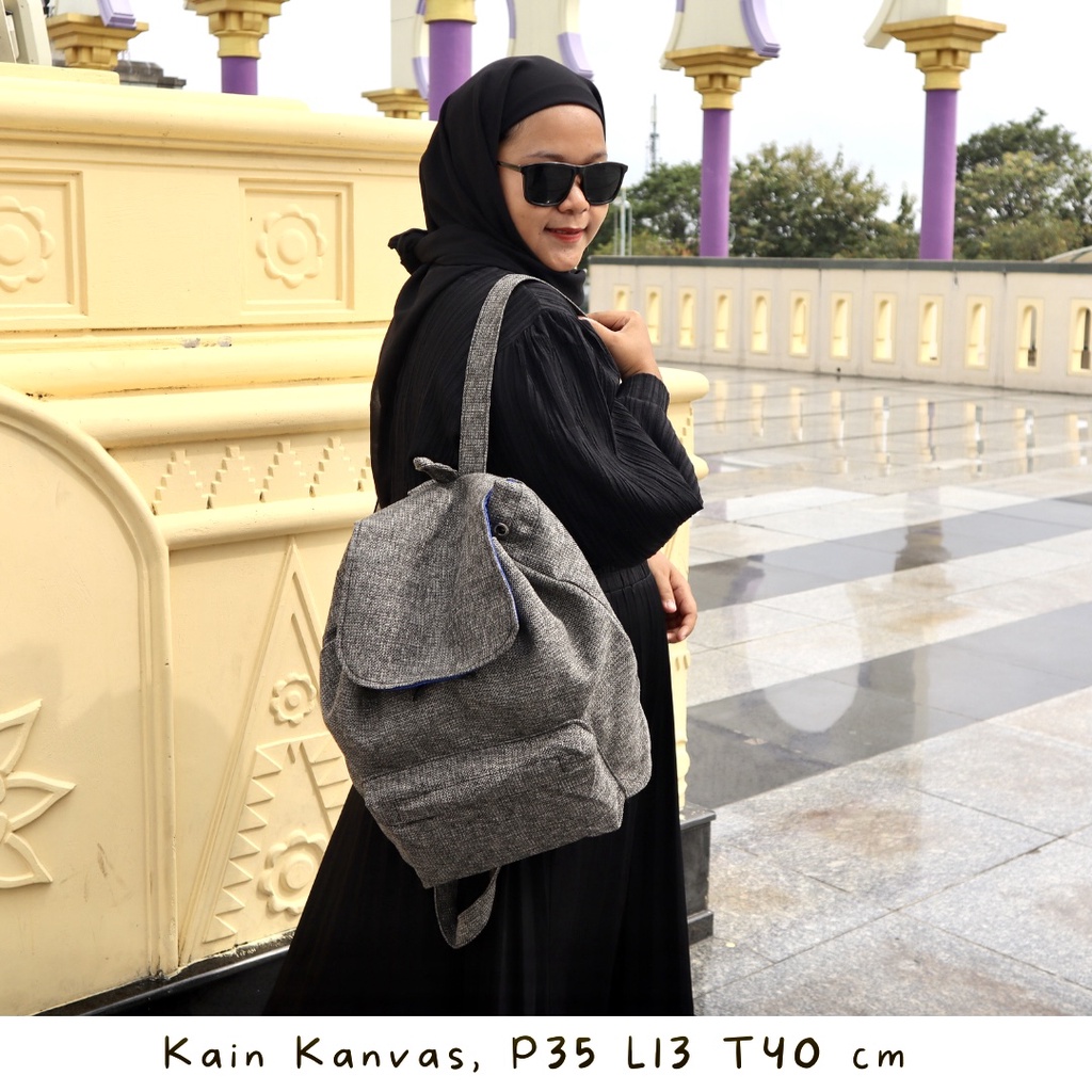 『Bebas Ongkir 』 Tas Bahan Lembut Kanvas Wanita Ransel Serut Sekolah Perempuan Besar ransel polos