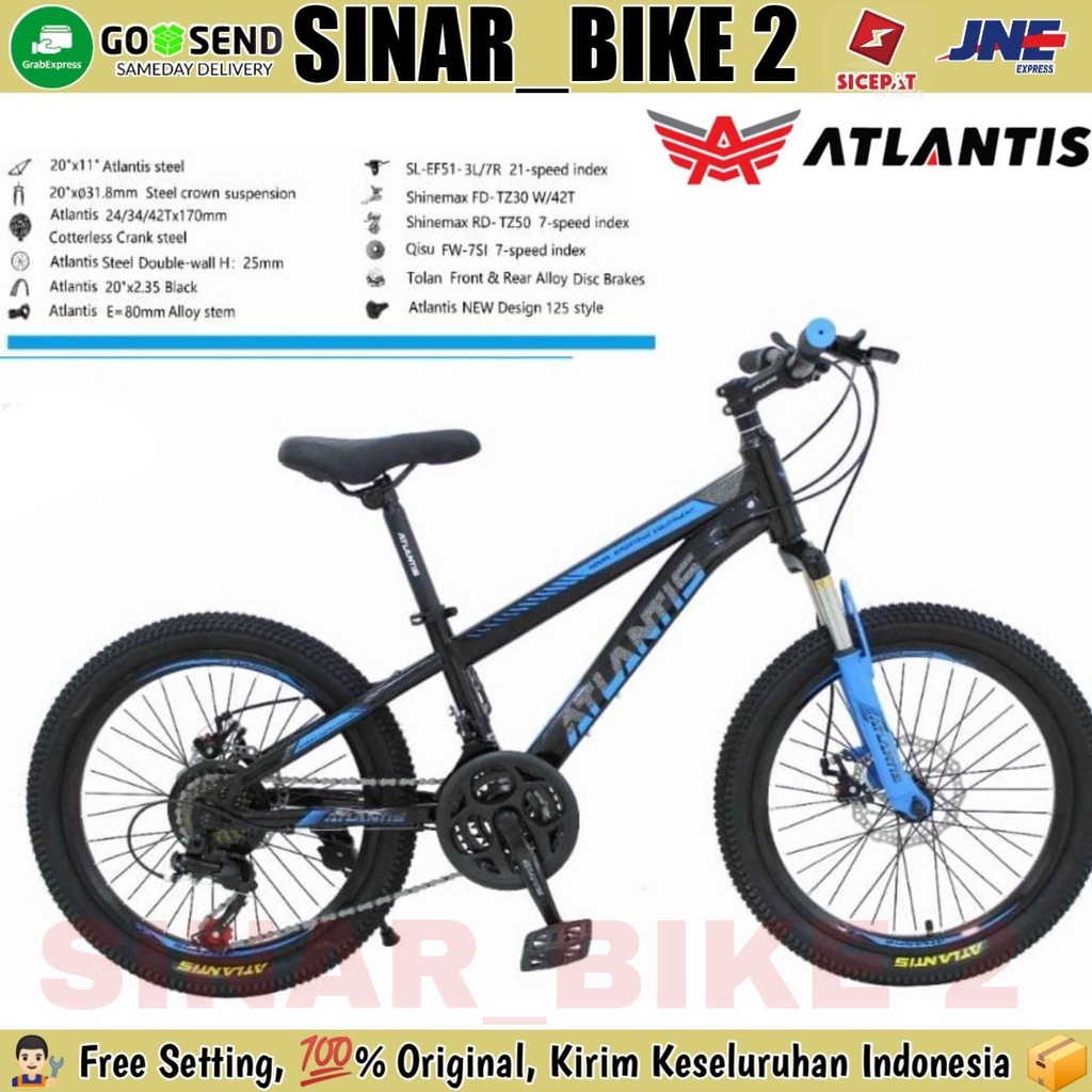 Sepeda MTB ATLANTIS 20 Inch MT-2069  Rem Cakram 21 Speed Usia 8-12 Tahun