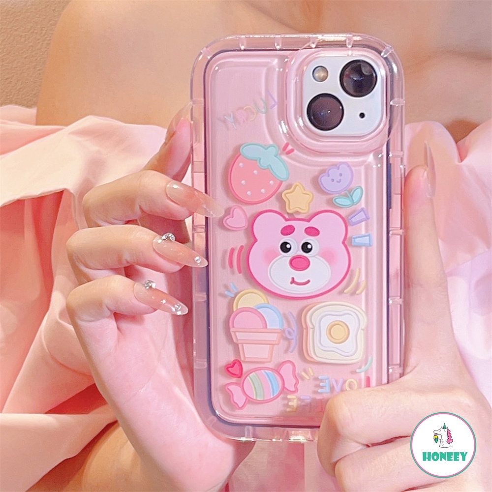 Soft Case TPU Transparan Anti Ketukan Motif Strawberry Untuk IPhone 14 13 12 11 Pro Max