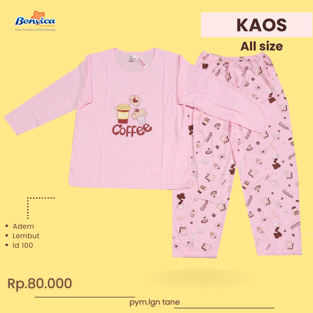 BAJU TIDUR PIYAMA KAOS TANE LEMBUT ADEN BANYAK MOTIF