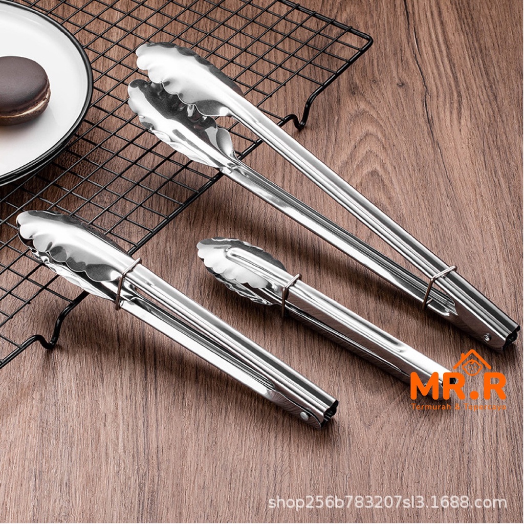 Jepitan Makanan Tahan Panas Japitan Gorengan Stainless Steel Pencapit Makanan BBQ Kue