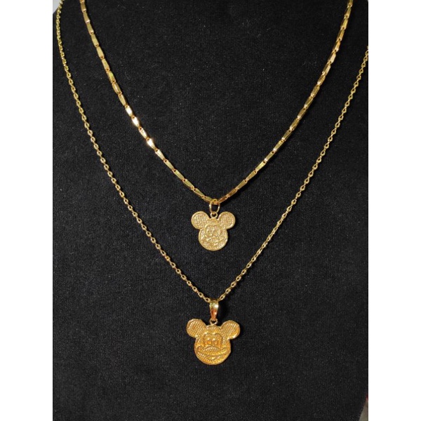 Liontin mas Mickey Mouse (Miki) emas 24 asli, Kadar 92%, 1 gram & 1/4 suku sk (1.65gr), 24k karat ma