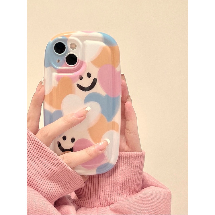 Soft Case Silikon Tebal Shockproof Motif Smile Untuk iPhone 14 13 12 11 Pro Max X Xr Xs Max 8 7 6 6s Plus SE 2020