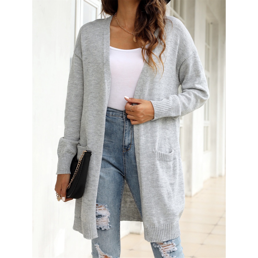 [Premium]Loose Long Sleeve Open Front Knit Coat 7510