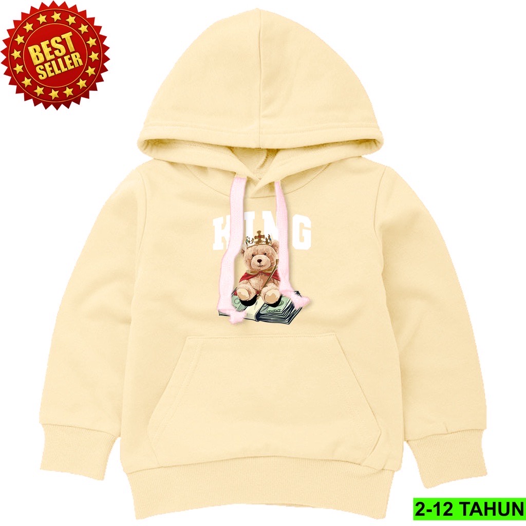 Jumper Hoodie Anak  KING BEAR II Jaket Hoodie Anak Viral Bahan Fleece Sz M - XL ( Laki Laki &amp; Peremepuan )