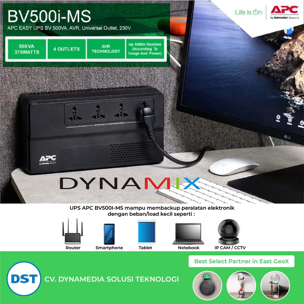 UPS APC BV500I-MS 500VA 300Watts with AVR &amp; Surge Protection UPS GARANSI RESMI