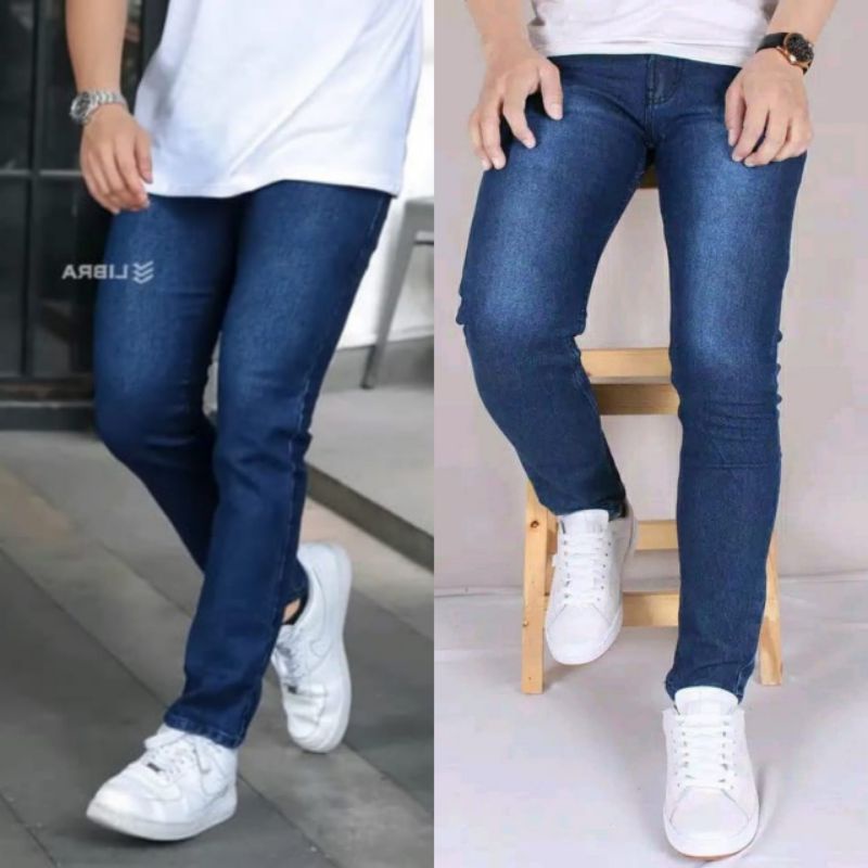 Celana Jeans Pria Panjang Skinny Slim Fit Bahan Streach  Melar  Pensil  Celana Levis Pria Jeans Panjang Pensil Skinny Slimfit 27 - 34 Hitam