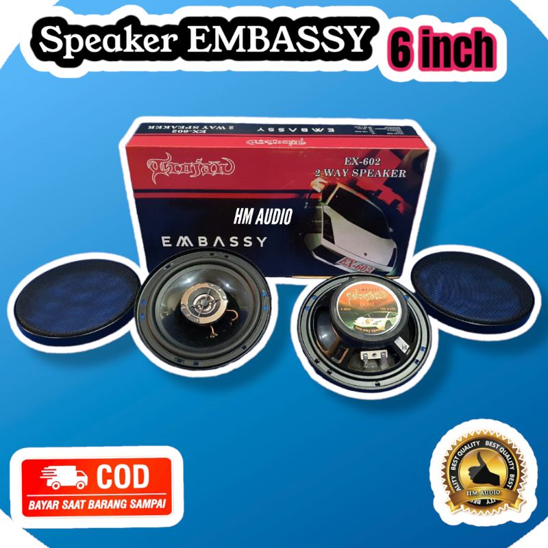 Speaker Pintu Mobil Speaker Embassy EX 602 Coaxial Embassy 6 inch Trojan