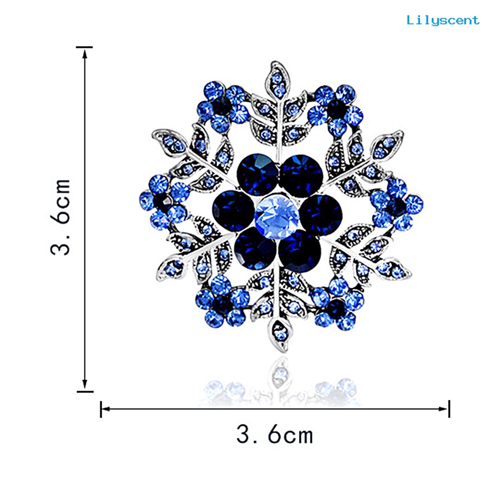 [LS] Fashion Wanita Snowflake Bunga Lingkaran Berlian Imitasi Bros Pin Perhiasan Natal