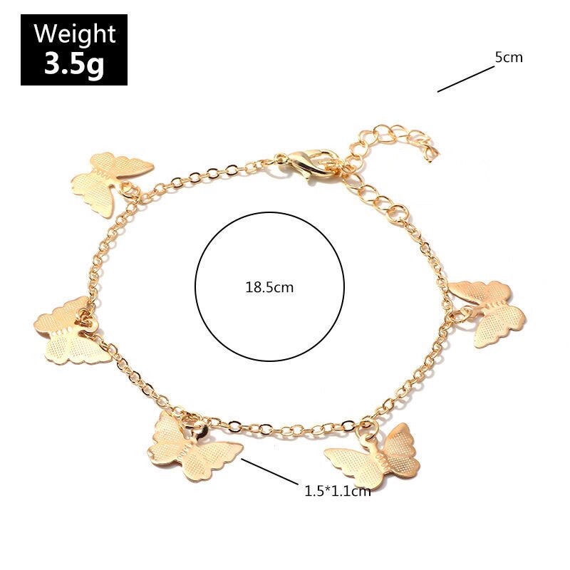 【COD】Gelang Kaki Wanita Korea Import Fashion Terbaru Aksesoris Liontin Kupu-kupu Berongga Dapat Disesuaikan Emas/Perak Sederhana Simple Elegan dan Murah