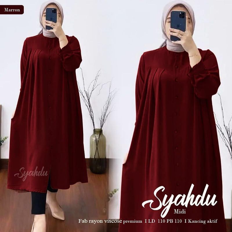 Bajurancak Baju Midi Dress Terbaru Fashion Wanita Muslim Kekinian SYAHDU MIDI DRESS Matt Rayon Viscose Outfit Wanita Dewasa Pakaian Kondangan Gamis Pesta