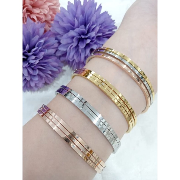 gelang bangle titanium fashion bulat 1set=3pcs