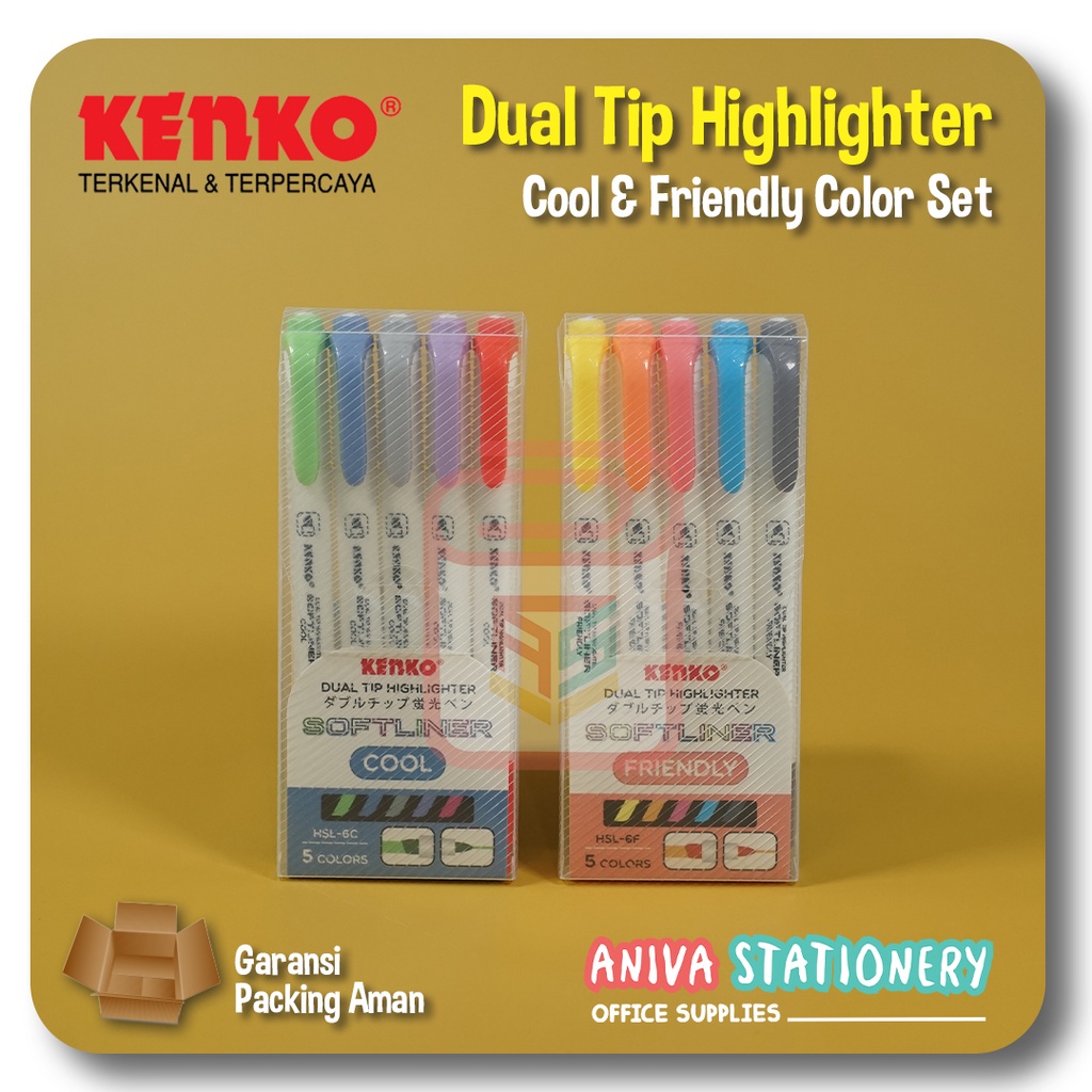 

KENKO DUAL TIP HIGHLIGHTER SOFTLINER 5 PCS/SET