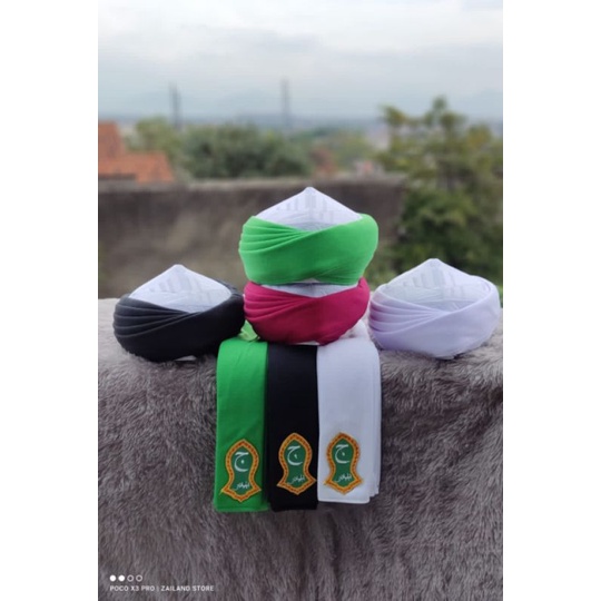 Peci imamah permanen langsung pakai polos dan motif terompah nabi dewasa dan anak terlaris murah (CO
