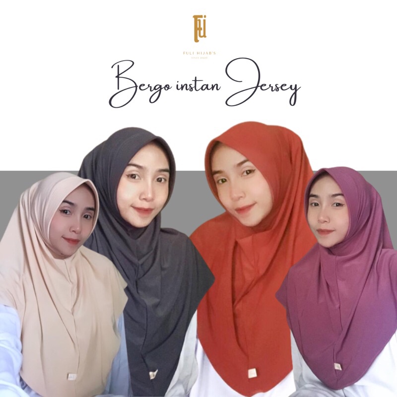 FuliHijab’s BERGO JERLI, Ukuran Standar M, Dengan Pet Yang mudah di bentuk Bahan Super adem dan jatu