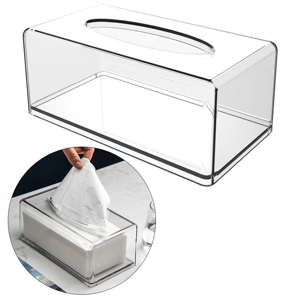 Solighter Tissue Box Portable Persegi Panjang Transparan Tempat Kertas Kantor