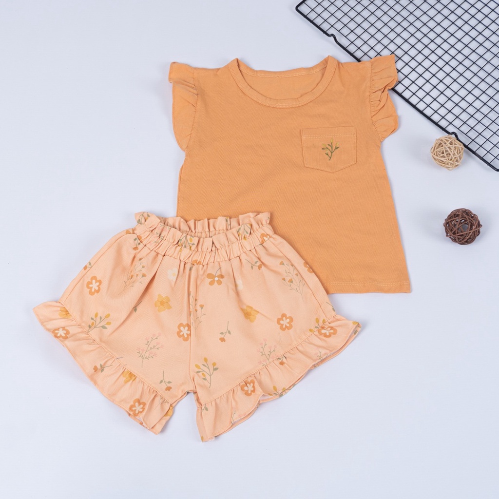 ZASKIYA - Setelan Anak Perempuan Ruffle Pocket Tee usia 1-4 tahun