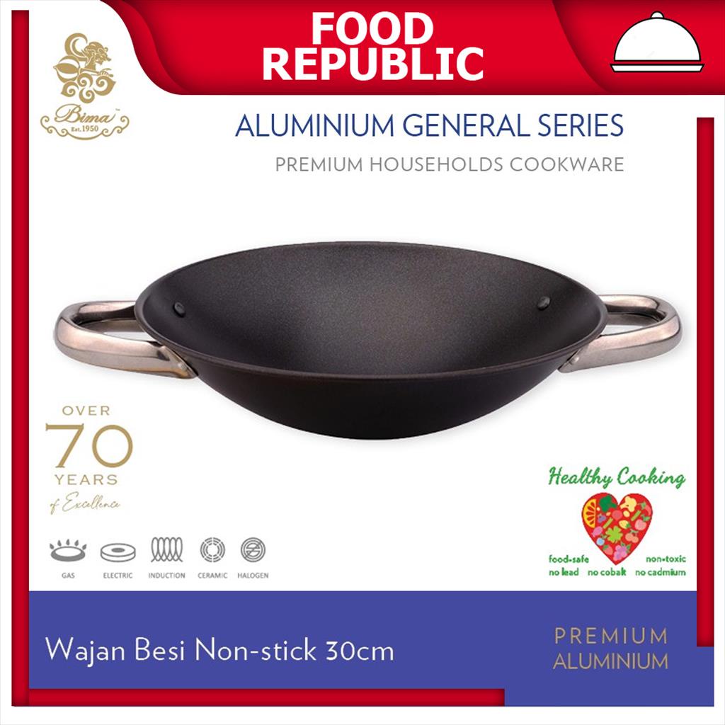 BIMA WAJAN KUALI BESI 30 CM NS050 LAPISAN PENGGORENGAN ANTI LENGKET