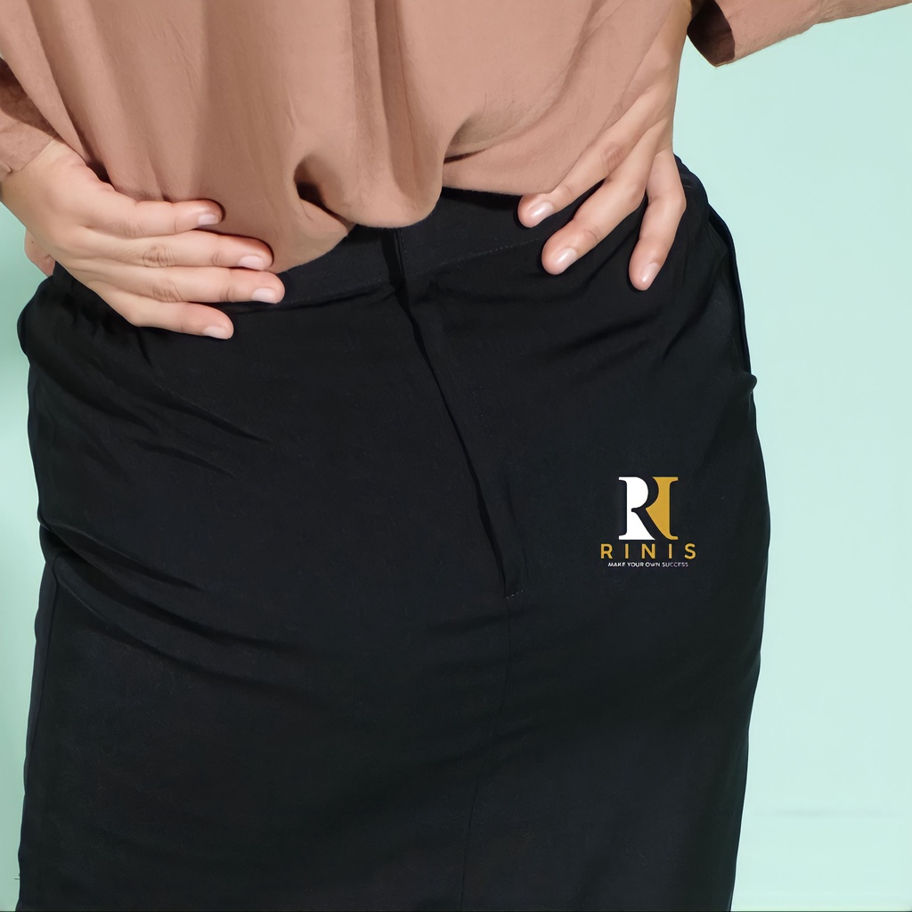 RINIS - Rok Kerja Span Rempel Karet Pinggang Size S - L10 Premium Quality