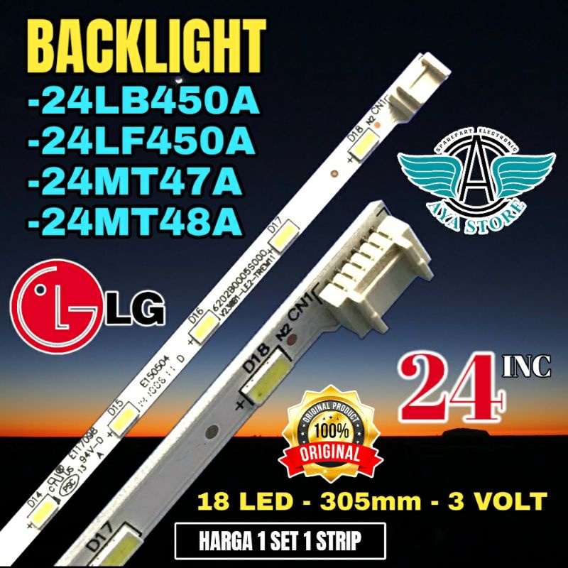 BACKLIGHT TV LED LG 24 INC 24LB450 24LF450 24MT47 24MT48 24TK542 A LAMPU BL LED SMD LIDI STRIP BERAS