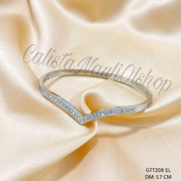 GELANG BANGKOK+CINCIN  TITANIUM VUJI PERMATA ZIRCON PERHIASAN EMAS KOREA ANTI KARAT DAN ANTI LUNTUR