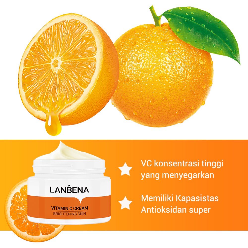 LANBENA Vitamin C Krim - Mencerahkan Wajah (50 gr) [BPOM]