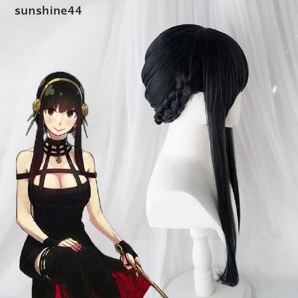 Sunshine Anime SPY X FAMILY Yor Forger Panjang Hitam Cosplay Wig Rambut Tahan Panas Sintetis SPY Keluarga Halloween Bermain Peran Wig.