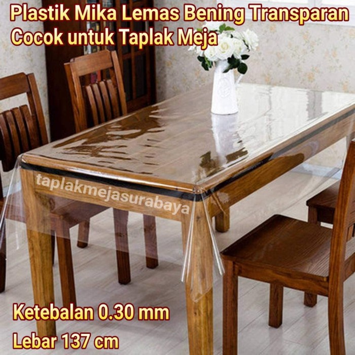 :0:0:0] Taplak Meja Plastik Mika Meteran Bening Transparan 0.3mm per 1/2 meter