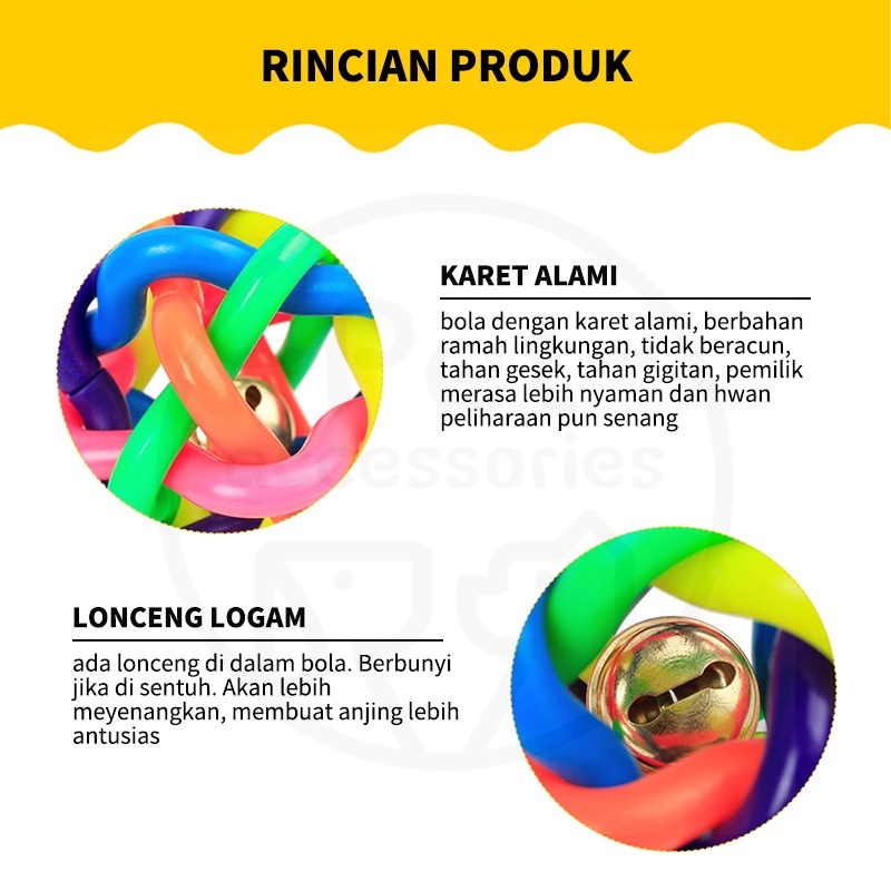 Mainan Kucing Bola Lonceng Bola Tujuh Warna Mainan Kucing Krincingan Steinless Mainan Kucing Cat Toys