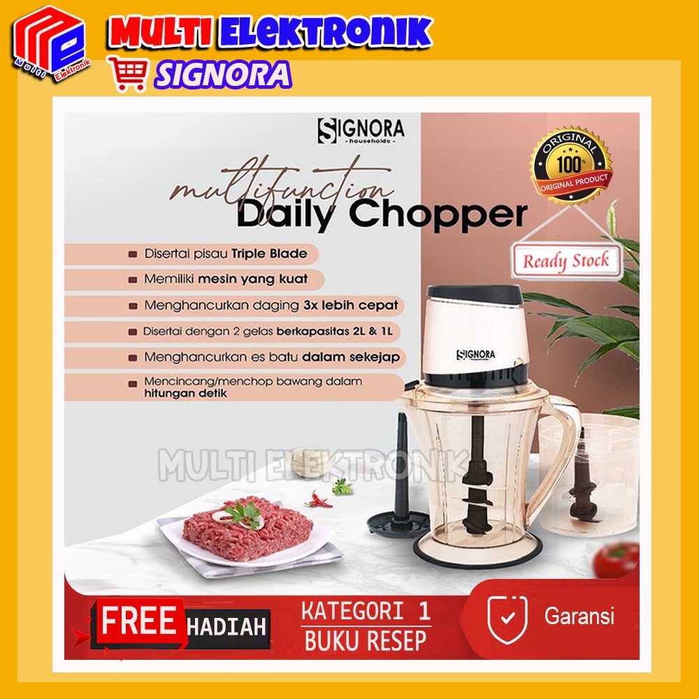 Daily Chopper Signora Rose Gold Kapasitas 2 Liter Penggiling Daging Sayur dan Buah