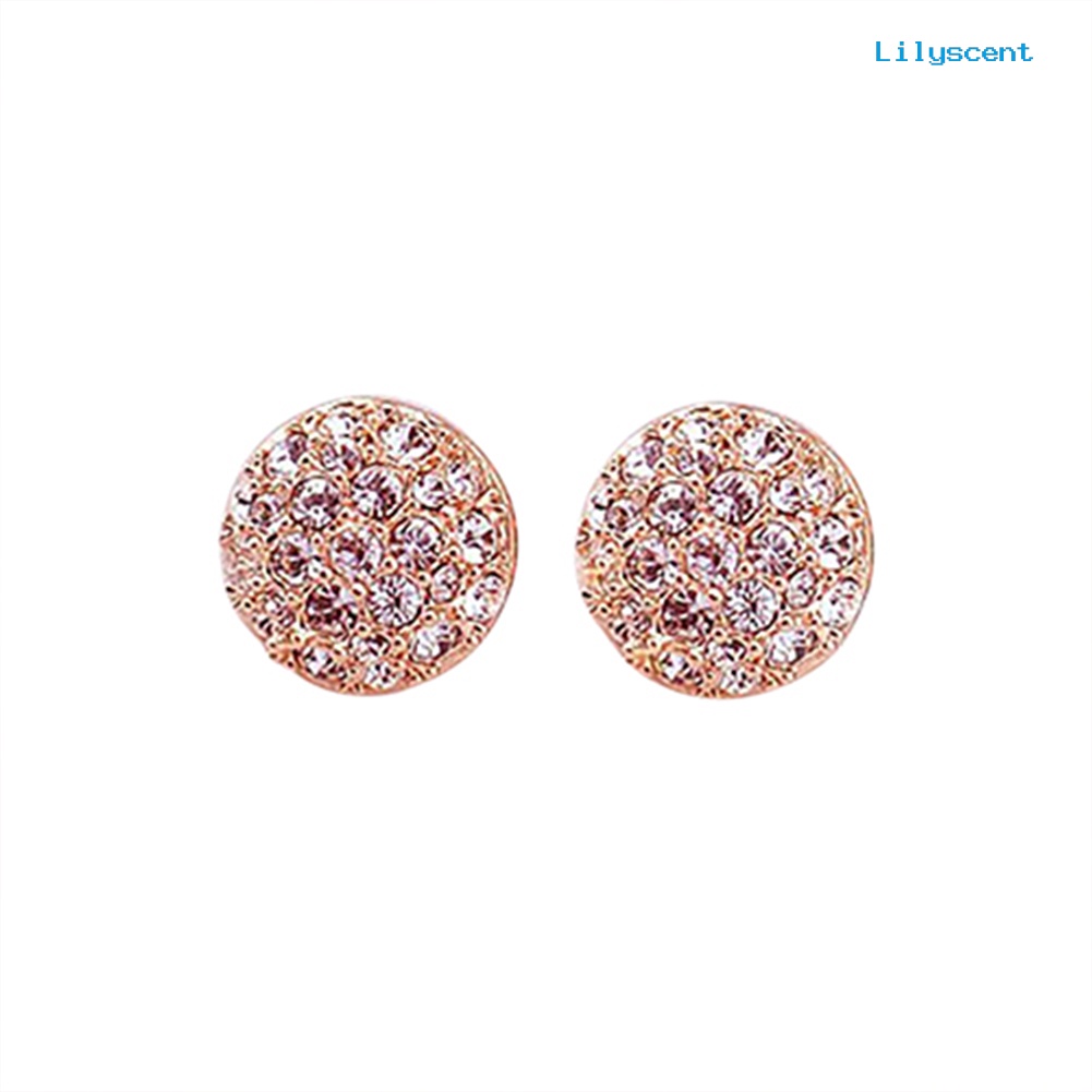 [LS] Fashion Wanita Elegan Lingkaran Kristal Berlian Imitasi Ear Studs Earrings Jewelry