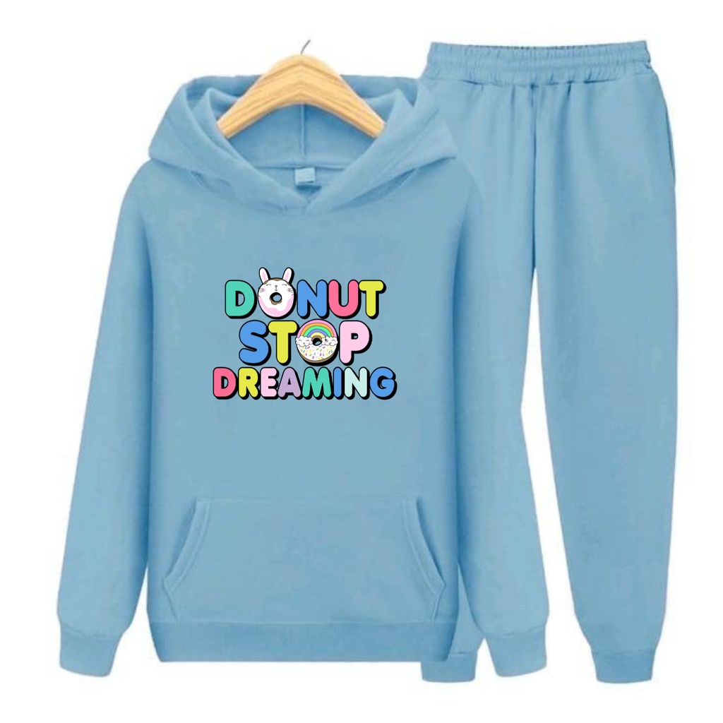 Setelan Anak Donut Stop Deaming / Set Hoodie topi Size S,M,XL,XXL