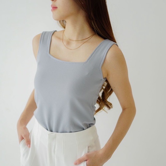 Luna Basic Tank top – Basic top knit Korean | Tanktop Camisole | Atasan Wanita | Korean Premium Knit Top