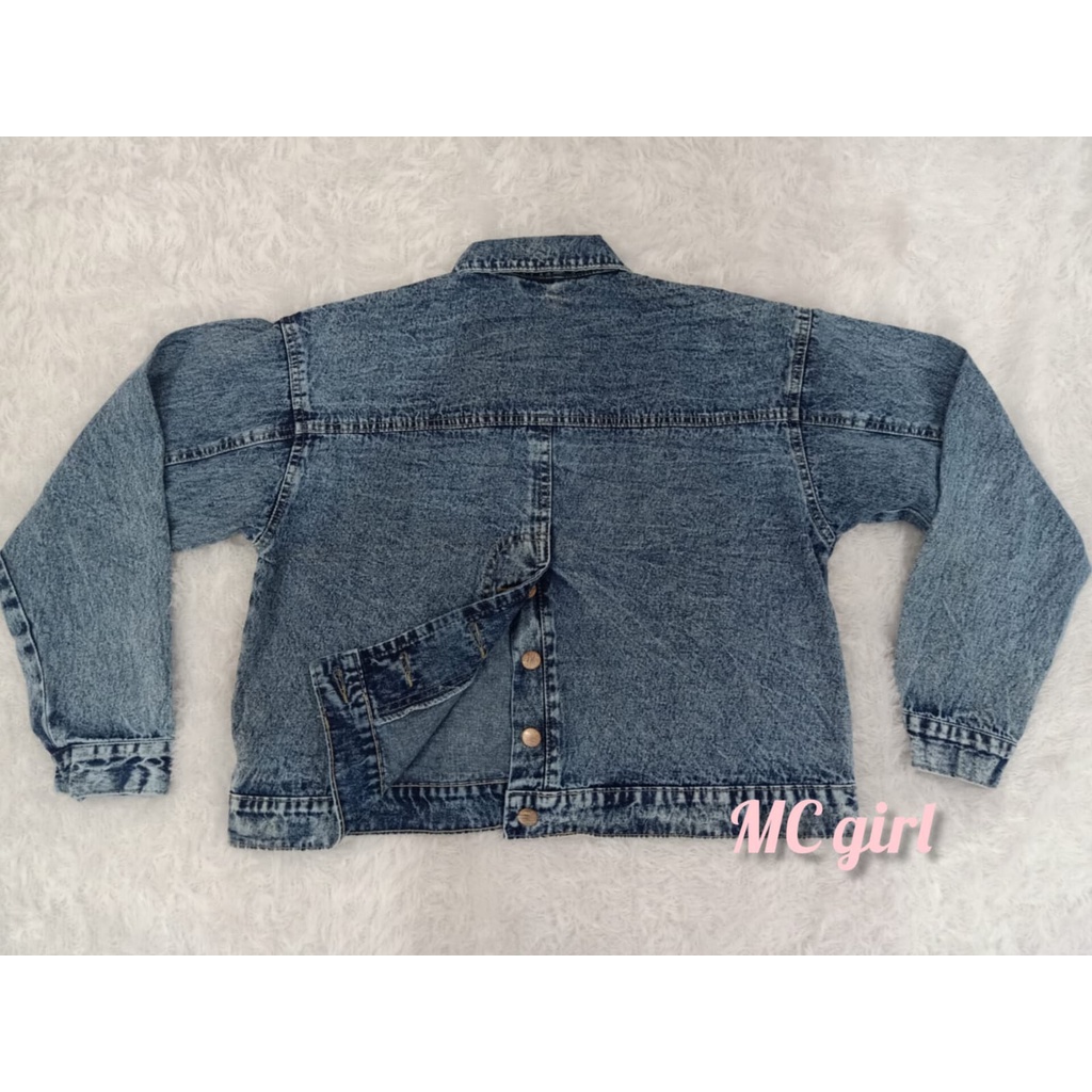 MC girl - Jaket Jeans Wanita Warna Snow White / Jacket Denim Snow Putih Kancing Belakang