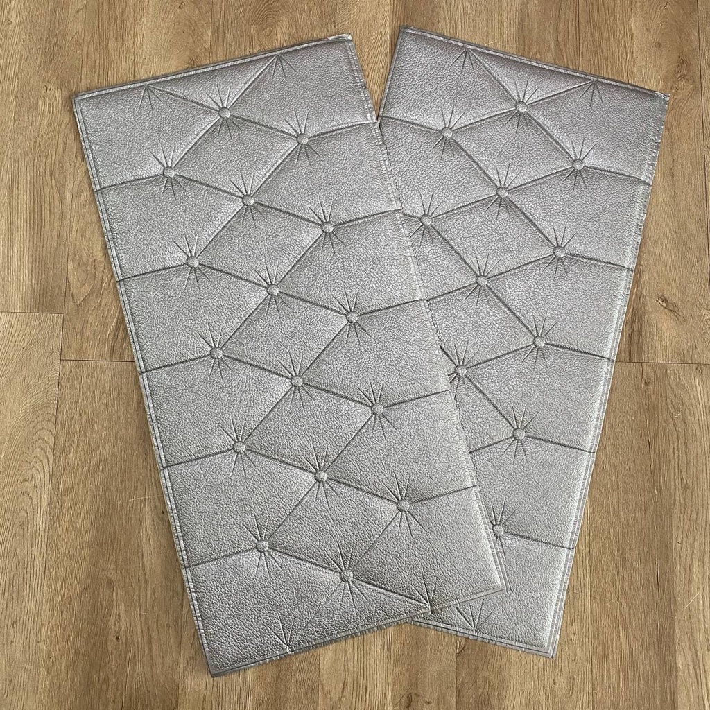 Wallpaper 3D Foam Headboard Silver Abu Bed Wall Stiker Wallfoam Dinding 3D Walpaper Foam Dekorasi Kamar Minimalis Elegant