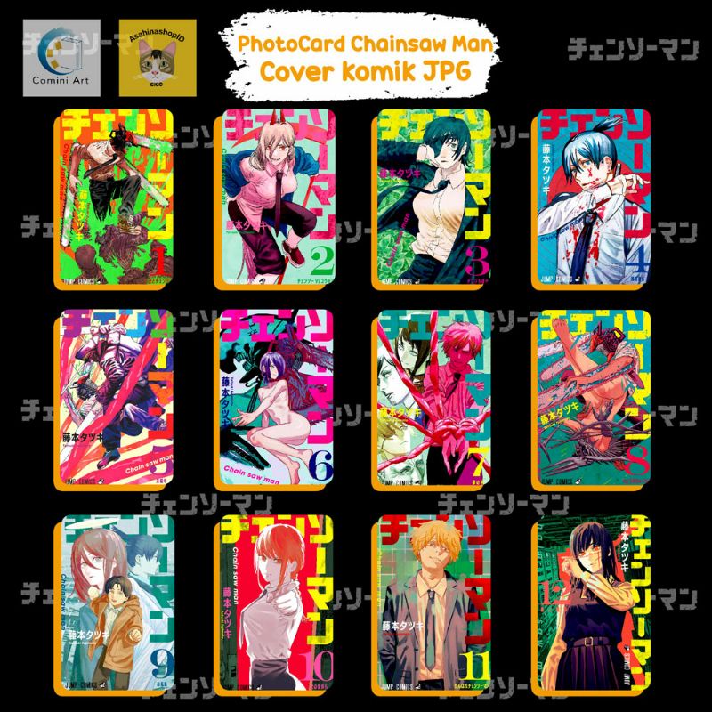 Photocard Chainsaw Man cover Komik photocard glossy