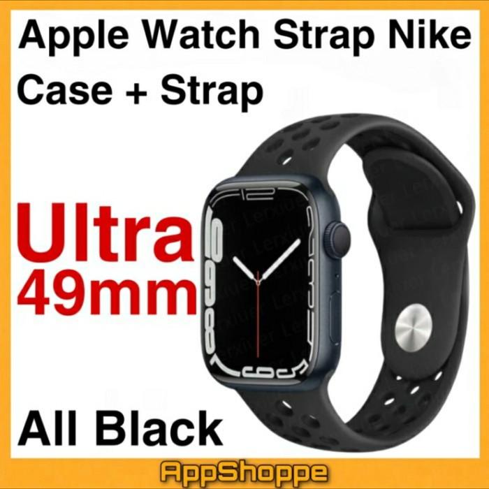 Apple Watch Strap Series 6 Ultra 49Mm Nike Bumper +Strap All Black Baru