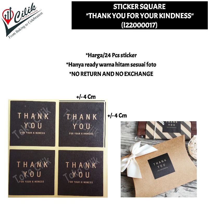

stiker label thank you kotak hitam kado kemasan makanan hamper kue