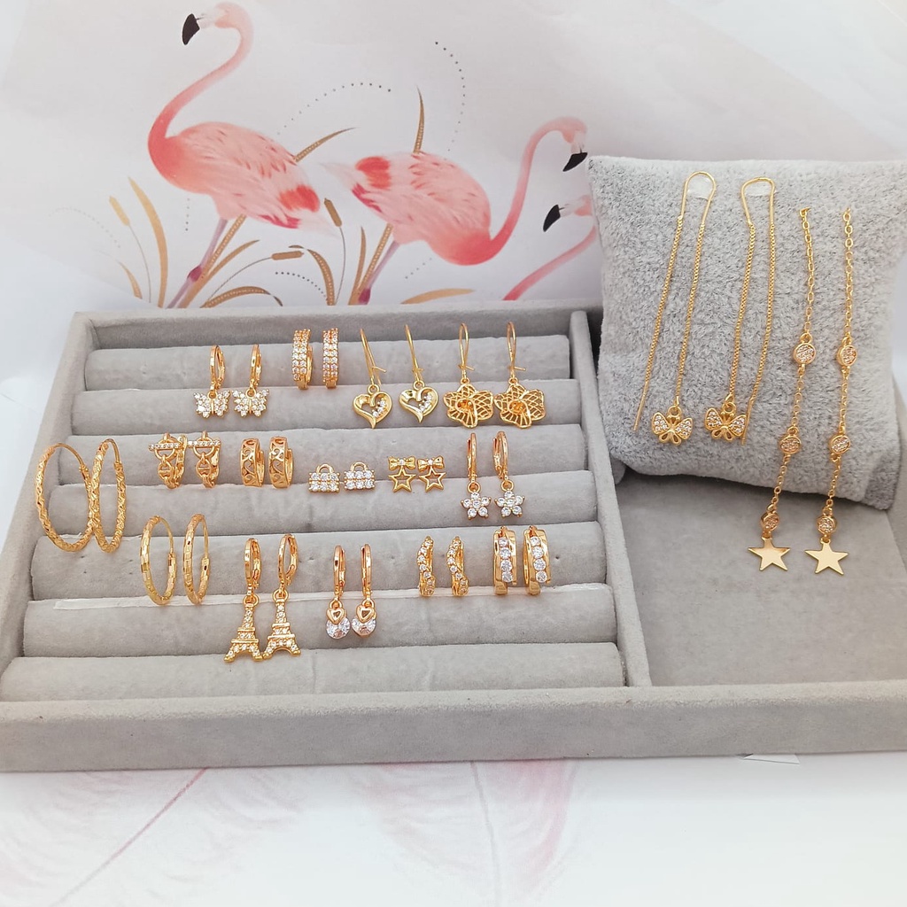 Perhiasan Anting Anting Wanita Xuping Panjang Jurai Kupu RINN Jewelry Lapis Emas Bisa Untuk Hijab Jilbab - BE153