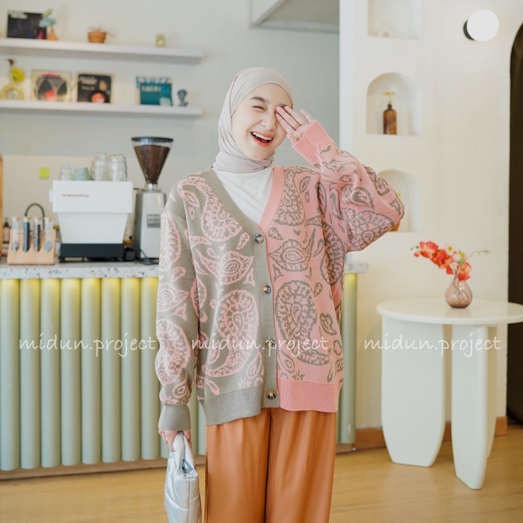 HANNA TWOTONE CARDY | CARDIGAN MOTIF BATIK