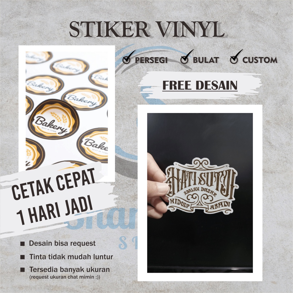 

( VINYL DOFF / GLOSSY / TRANSPARAN ) Cetak Stiker Label A3 / FREE DESAIN / PRINT ONLY