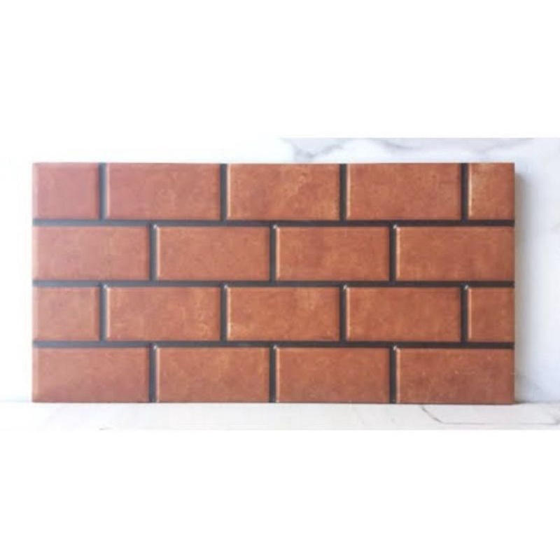 keramik dinding kamar mandi dapur bata merah uno 25x50 terracotta bn